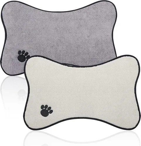 Alfombrilla de secado para tazón de mascotas evita que el agua y los alimentos se derramen (paquete de 2)