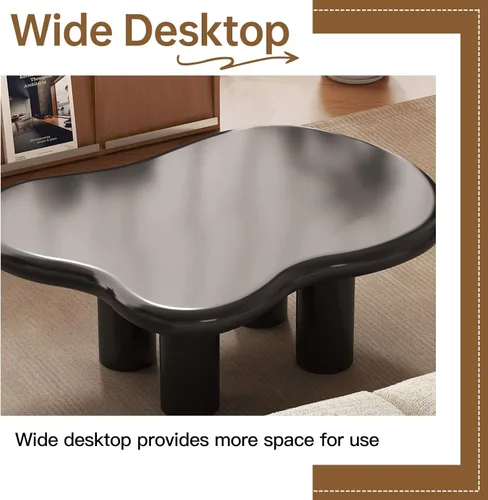 Miniatura 5 de Cloud - Mesa de centro moderna de 35.43 pulgadas con 4 patas, mesas auxiliares de estilo simple, mesas de té irregulares para sala de estar