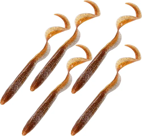Miniatura 7 de Dr.Fish Paquete de 5 señuelos de anguila de arena suave de agua salada de 6 pulgadas, 3/8 onzas, cebo de gusano de natación, señuelos de pesca