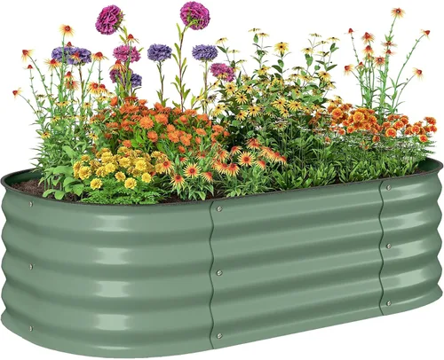 Miniatura 29 de Outsunny Cama de Jardín Elevada con 3 Jardineras, Soporte de Plantas de Madera con Orificios de Drenaje, para Verduras, Hierbas y Flores, Gris