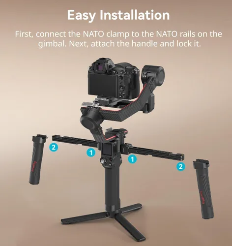 Miniatura 8 de SMALLRIG Mango Doble Empuñadura para Cardán DJI RS 4 /RS 4 Pro/RS 3 / RS 3 Pro/RS 2 / RSC 2, Empuñadura de Mango de Cardán con Rieles NATO, Zapata