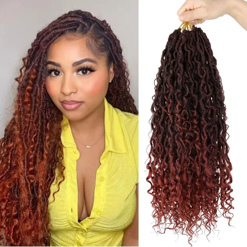 Miniatura 24 de LMZIM Cabello de ganchillo Goddess Locs de 14 pulgadas, 8 paquetes de Faux Locs trenzas de ganchillo para mujeres negras, cabello de ganchillo #2