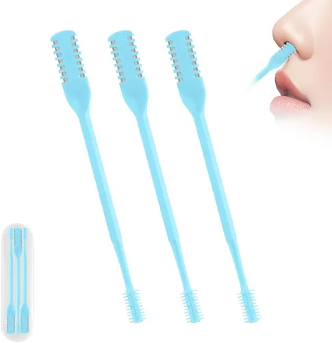 Cortador de vello nasal 2 en 1, herramienta de eliminación de vello nasal mejorada con rotación de 360°, cuchilla de vello de nariz de doble cara,