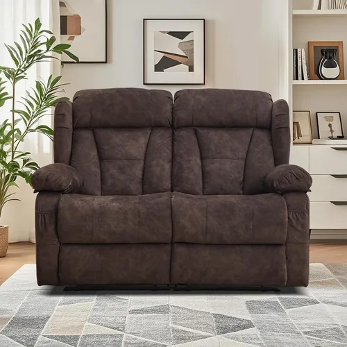 Miniatura 22 de Sofá biplaza reclinable manual de 110 pulgadas, sillón reclinable de 4 asientos con consola, mesa plegable y salidas integradas, sofá reclinable
