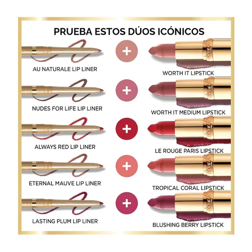 Miniatura 6 de L'Oreal Paris Colour Riche Original - Lápiz labial cremoso e hidratante satinado con aceite de argán y vitamina E, coral tropical, 1 unidad