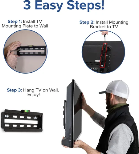 Miniatura 5 de Flash Furniture Soporte fijo de pared para TV con nivel integrado, tamaño VESA máximo 7.874 x 7.874 in, se adapta a la mayoría de televisores de 17