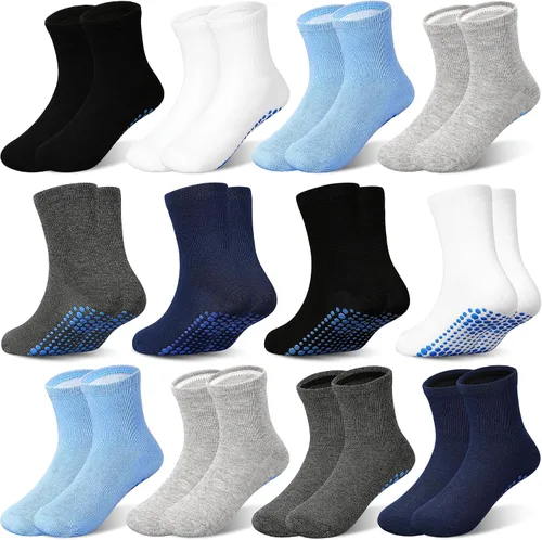 Miniatura 9 de ELUTONG Calcetines antideslizantes para niños, 12 pares para bebés de 1 a 7 años