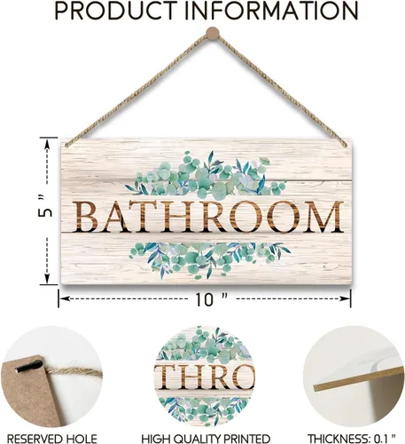 Miniatura 2 de Letrero de bienvenida para decoración de baño, 10 x 5 pulgadas, placa de madera impresa para colgar en la puerta, decoración para el hogar, granja