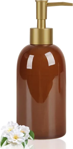 Miniatura 16 de Natheeph Dispensador de jabón de cerámica de 14 onzas, dispensador de jabón de cerámica, puede llenar líquido para baño/cocina (2 unidades, negro)
