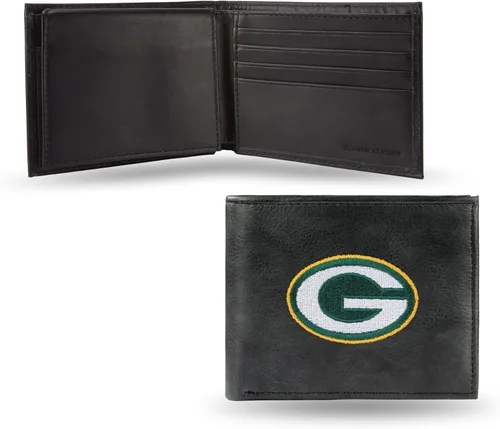 Miniatura 36 de Rico Industries Billetera de cuero bordada para hombre de la NFL
