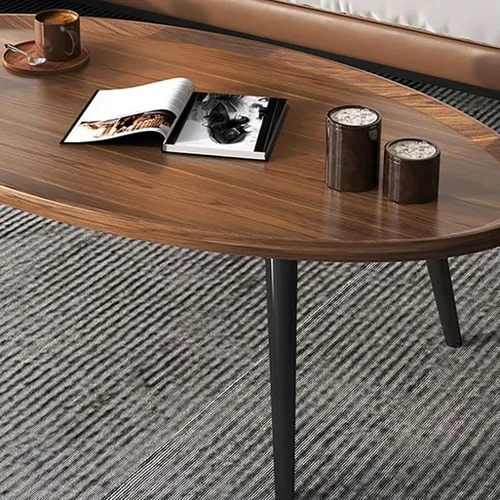 Miniatura 4 de Mesa auxiliar, moderna mesa de centro pequeña con 3 patas, mesa de cóctel de madera, mesa auxiliar de centro retro para sala de estar, fácil Negro