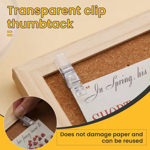 Miniatura 6 de TLKKUE Clips de empuje para tablero de corcho, 50 pines transparentes decorativos para el pulgar para tablero de corcho, fotos, documentos, dibujos