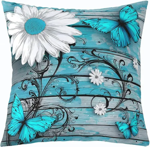 Miniatura 25 de Erosebridal Groovy Flower Power - Funda de almohada de 16 x 16 pulgadas, bonita funda de almohada floral bohemia de los años 60S y 70S, funda