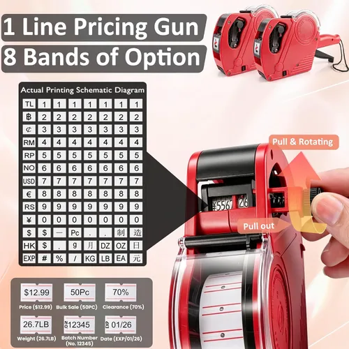Miniatura 3 de Pistola de etiquetas de precio MX5500, 2 paquetes de pistolas de precios con 11,000 etiquetas y 8 rodillos de recambio, kit de pistola de etiquetas