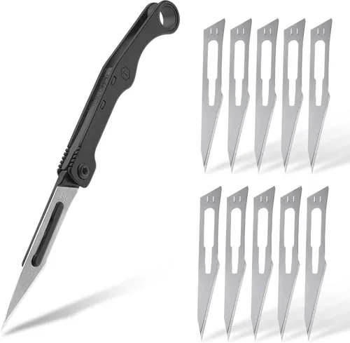 Miniatura 10 de KeyUnity KK07 - Cuchilla de Utilidad de Precisión para Manualidades, mango de titanio, mini herramienta de corte para manualidades, proyectos