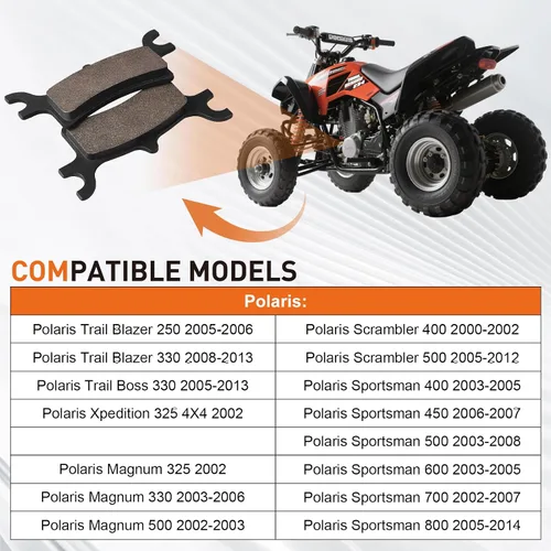 Miniatura 8 de Pastillas de freno delanteras y traseras para Polaris Sportsman 400 450 500 600 700 800 Magnum 325 330 500 Scrambler 500 400 Twin 700 800 Trail