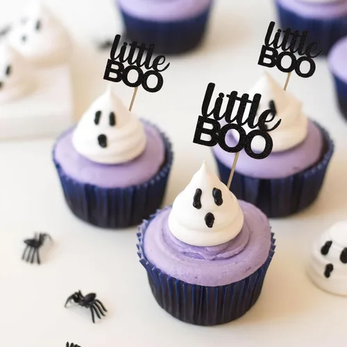 Miniatura 3 de 12 piezas hechas a mano para cupcakes Little Boo - Decoración de Halloween y otoño para baby shower (adornos para cupcakes Little Boo)