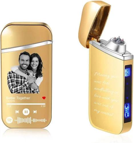 Miniatura 9 de Encendedor de canción con código de Spotify personalizado, encendedor de arco eléctrico a prueba de viento, interruptor táctil grabado