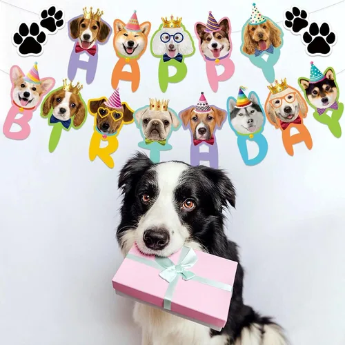 Miniatura 2 de TSJ Cartel de cumpleaños de perro de feliz cumpleaños, decoración de banderines para fiesta de cumpleaños, baby shower Banner de feliz cumpleaños