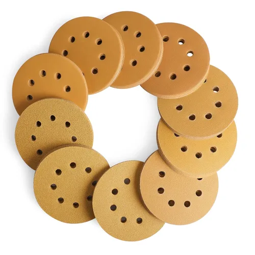 Miniatura 23 de WORKPRO Juego de discos de lija de 50 piezas – Papel de lija de 8 agujeros de 5 pulgadas, 5 grados, incluye 60, 80, 120, 240, 320 granos
