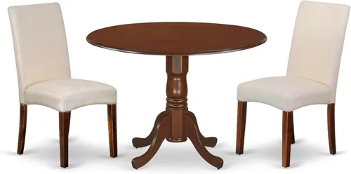 Miniatura 19 de East West Furniture DLDR5-BLK-24 - Juego de mesa de comedor moderno de 5 piezas, incluye una mesa redonda de madera con gotas y 4 sillas tapizadas