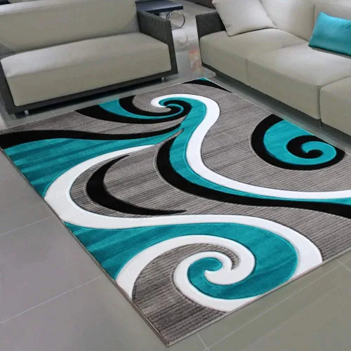 Miniatura 11 de Masada Rugs, Colección Sophia - Alfombra de área tallada a mano, moderna contemporánea, gris, blanco, negro (2 pies x 7 pies 3 pulgadas) - Pasillo