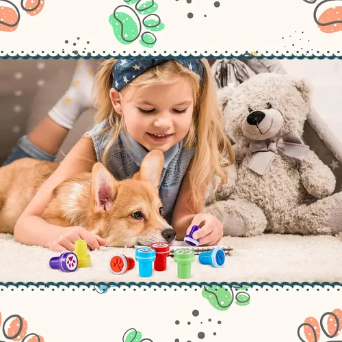 Miniatura 4 de Chinco Sello con estampado de patas de perro, autoentintado, para profesor, mini sello colorido, recuerdos de fiesta, juego surtido para actividades