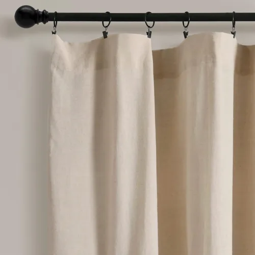 Miniatura 2 de Lush Decor - Cortinas de lino con botones de estilo granja, panel individual, diseño plisado de dos tonos de 40 pulgadas de ancho x 45 pulgadas