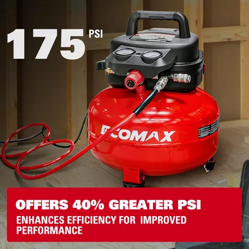 Miniatura 4 de Compresor de aire, Compresor de aire panqueque de 6 galones, MÁX 175PSI, Compresor para herramientas de aire con kit de 10 piezas de accesorios