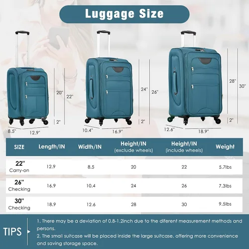 Miniatura 483 de Merax Juegos de equipaje de mano en maleta aprobada por aerolíneas, estuche rígido con ruedas giratorias expandibles, Negro