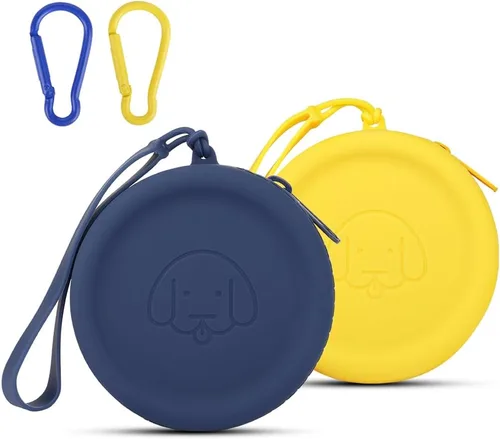 Miniatura 7 de Bolsa de golosinas para perros de silicona, 2 piezas, bolsa para caminar para mascotas para perros y gatos, tamaño bolsillo, fácil de limpiar, sin