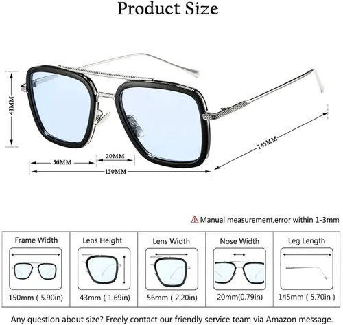 Miniatura 4 de SUNGVG Tony Stark - Lentes de sol para hombres y mujeres, marco cuadrado de metal, lentes de sol vintage Iron Man y Spider-Man