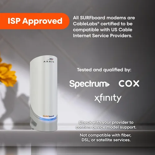 Miniatura 4 de ARRIS SURFboard S33 DOCSIS 3.1 - Módem de cable Multi-Gig Puertos Ethernet de 2.5Gbps + 1Gbps Funciona con Xfinity, Cox, Spectrum Para planes