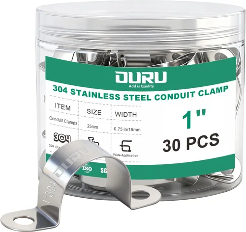 OURU 30 abrazaderas de conducto de 1 pulgada de acero inoxidable 304, abrazadera de tubo de metal rígido en U, correa de tubo de 2 agujeros para