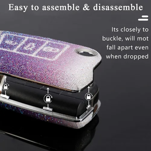 Miniatura 5 de SANRILY Funda para llavero Audi A1 Sportback con llavero color negro degradado compatible con Volkswagen VW Jetta Polo Tiguan Beetle Golf 7/GTI/MK6