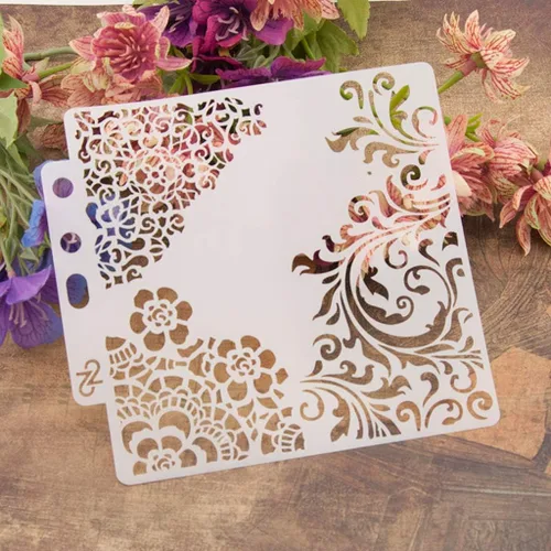 Miniatura 14 de Plantillas de pintura de plástico PET con diseño hueco de copo de nieve, perfectas para diseño textil, decoración de pared, ventana, papel, álbumes