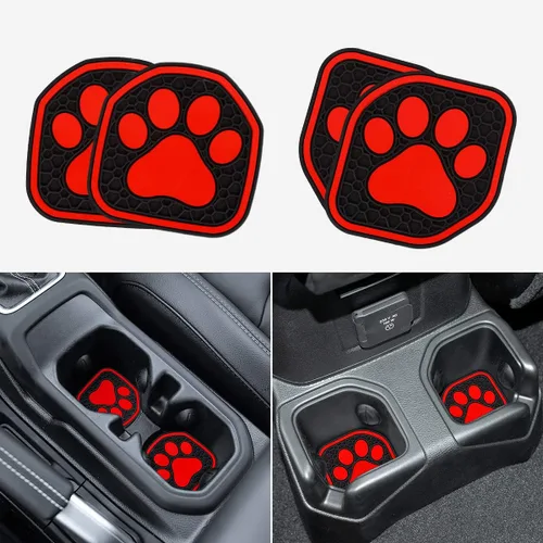 Auovo Posavasos para auto para Wrangler JL JLU 2020-2023 2020-2023, accesorios de gladiador JT, decoración interior (kit de 4 piezas) (rojo)