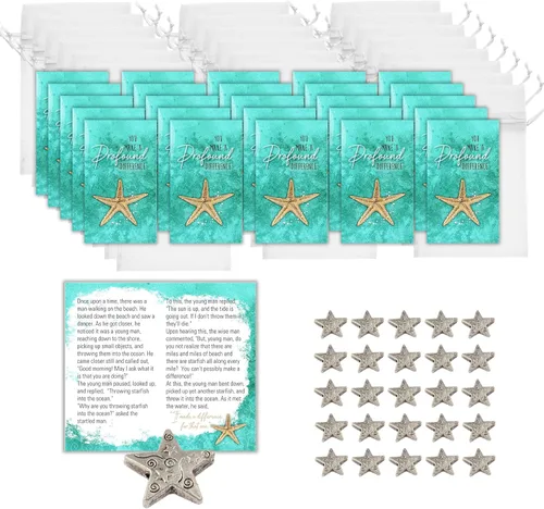 Miniatura 2 de Smiling Wisdom - 25 juegos de regalo a granel Mini tarjetas de apreciación de la historia de estrellas de mar que marcas una diferencia profunda