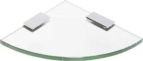 Miniatura 3 de Spancraft Glass 2REC6QR-BR - Estante de ducha de vidrio redondo con abrazadera rectangular de 2 pulgadas, soporte de níquel cepillado, 6 pulgadas