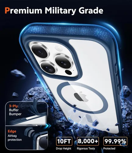 Miniatura 240 de FNTCASE Funda para iPhone 13 Pro-Max: Fundas magnéticas transparentes compatibles con Magsafe Slim anti amarillamiento protección contra caídas