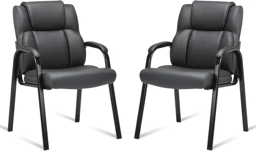 Miniatura 15 de CLATINA Silla de invitados de cuero, silla de mesa de conferencias de recepción con reposabrazos acolchados, sillón estacionario para sala de espera