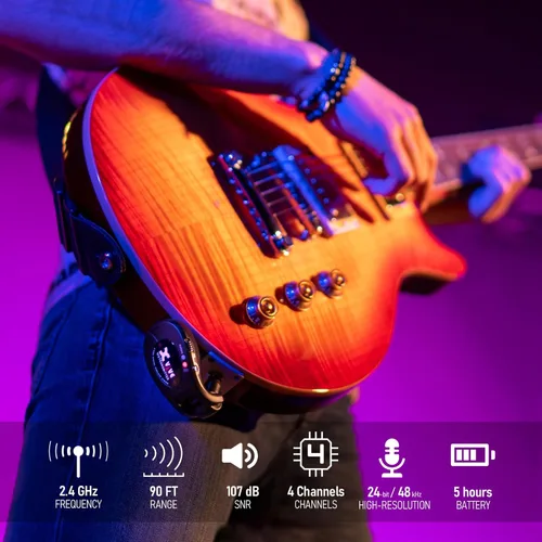 Miniatura 2 de Xvive U2 - Sistema inalámbrico para guitarra recargable de 2.4GHz - Transmisor y receptor inalámbricos para guitarra eléctrica y bajo FUNDA U2