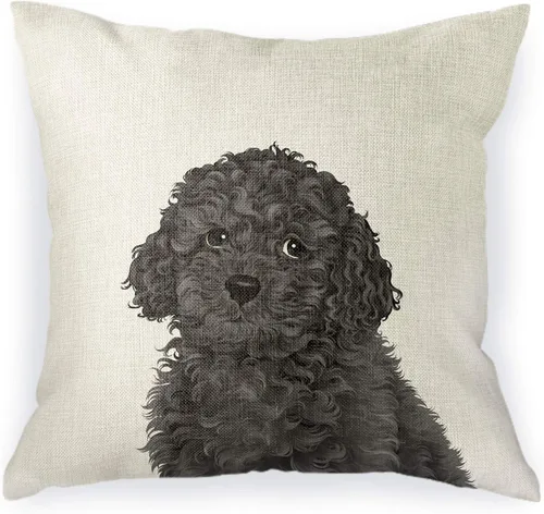 WIRESTER Funda de almohada para sofá, funda de cojín decorativa para oficina en casa, 18 x 18 pulgadas, lindo caniche de juguete gris