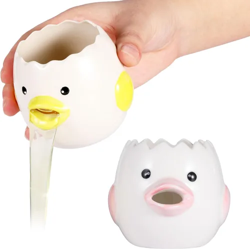 Paquete de 2 bonitos separadores de huevos, cerámica para vómitos, huevo y yema de huevo, separador de clara de huevo, divisor de filtro de huevo