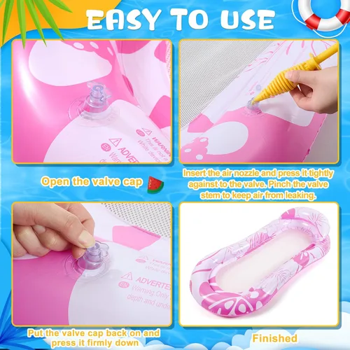 Miniatura 4 de Briwooody 2 unidades inflables para piscina, flotadores de piscina, balsas con reposacabezas, bronceado solar para adultos, hamaca de agua fría