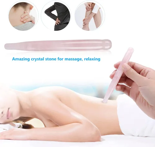Miniatura 2 de ZJchao Varita de masaje con piedra de masaje, varita de cristal de jade Gua Sha, herramientas de masaje Guasha, herramienta de belleza