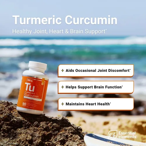 Miniatura 3 de Essential Elements Curcumina de cúrcuma - Soporte para articulaciones, corazón y cerebro - con BioPerine para una absorción óptima 1950 mg - 90