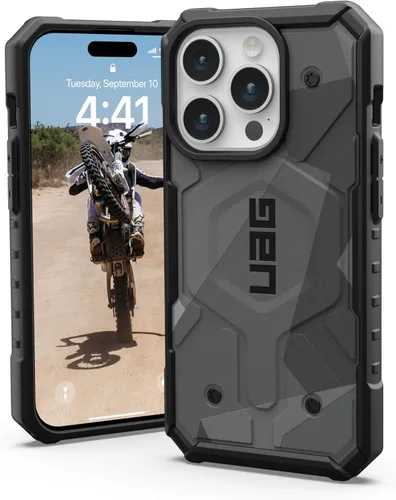 Miniatura 15 de URBAN ARMOR GEAR UAG Funda [Versión Actualizada] Compatible con iPhone 15 Pro 6.1" Pathfinder Transparente Ceniza/Negro Imán Integrado Compatible