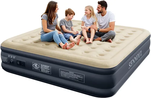 Miniatura 10 de SENNOUL Colchón de aire tamaño individual con bomba incorporada, autoinflable rápido de 2 minutos, cama inflable máxima de 13 pulgadas/550 libras