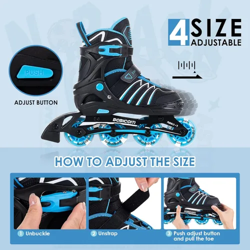 Miniatura 2 de Patines en línea ajustables con ruedas de luz completa, patines iluminadores al aire libre para niños y adultos, niñas y niños, hombres y mujeres